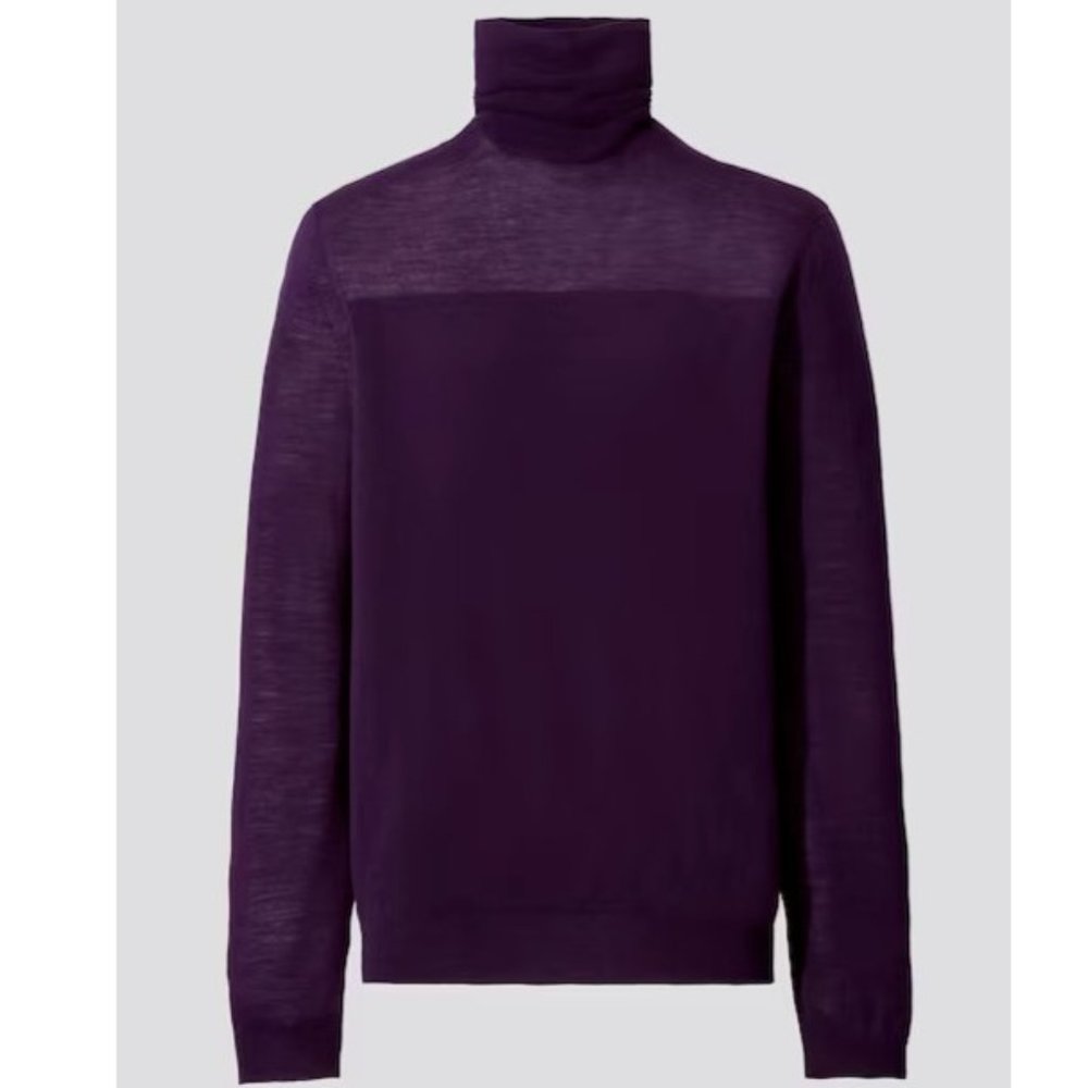 Uniqlo +J Women Extra Fine Merino Dark Purple Turtleneck Sweater - Size XXS